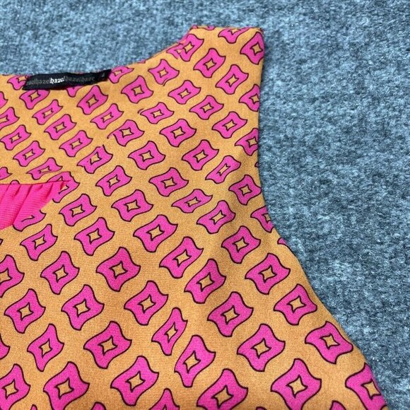 Azel Hazel Tunic Top Womens L Orange Pink Geometric Sleeveless V Neck Lined - Picture 3 of 11